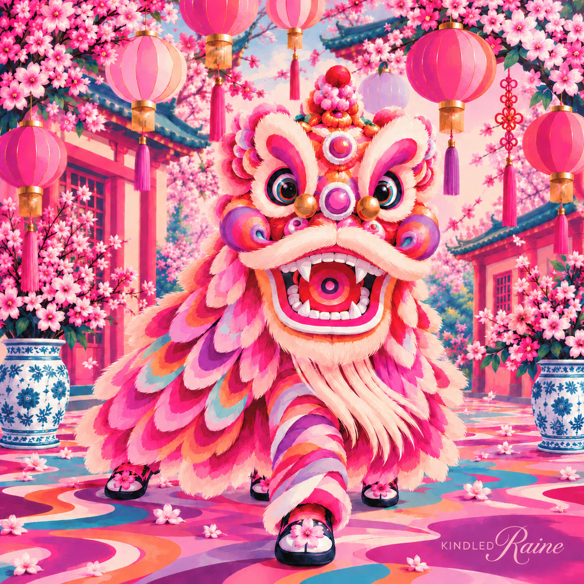 The Lion Dance Mahjong Mat