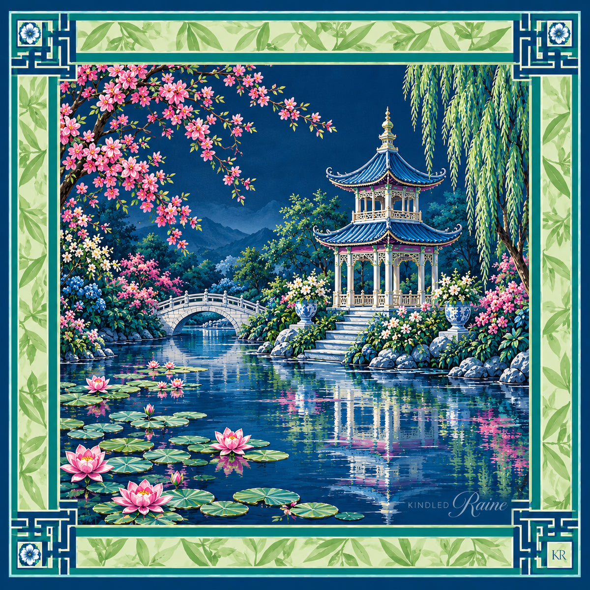 The Moonlit Pagoda Mahjong Mat